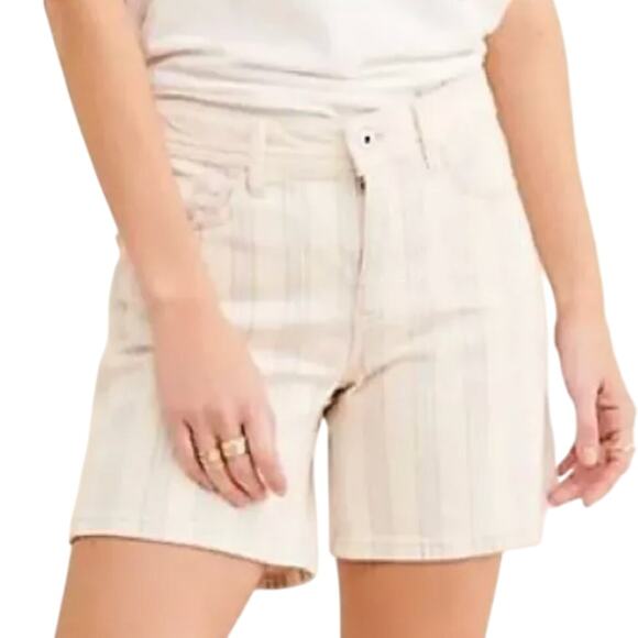 Pilcro Anthropologie Striped Denim Shorts Size 28 Slim Boyfriend Fit - Picture 1 of 9